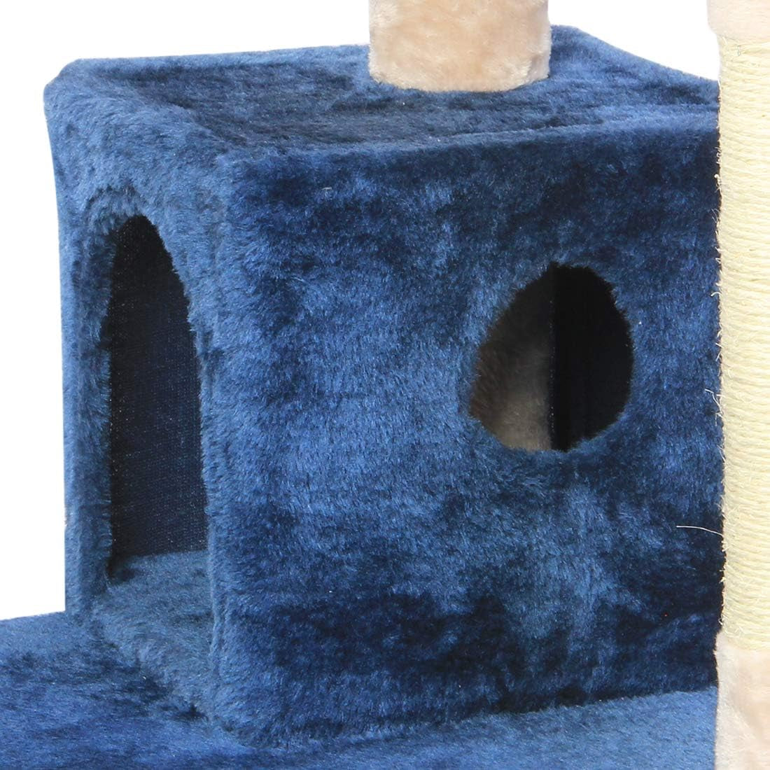 51-Inch Multi-Level Cat Tree with Sisal Scratching Posts - Cozy Flannelette Pet Condo for Cats and Kittens in Blue