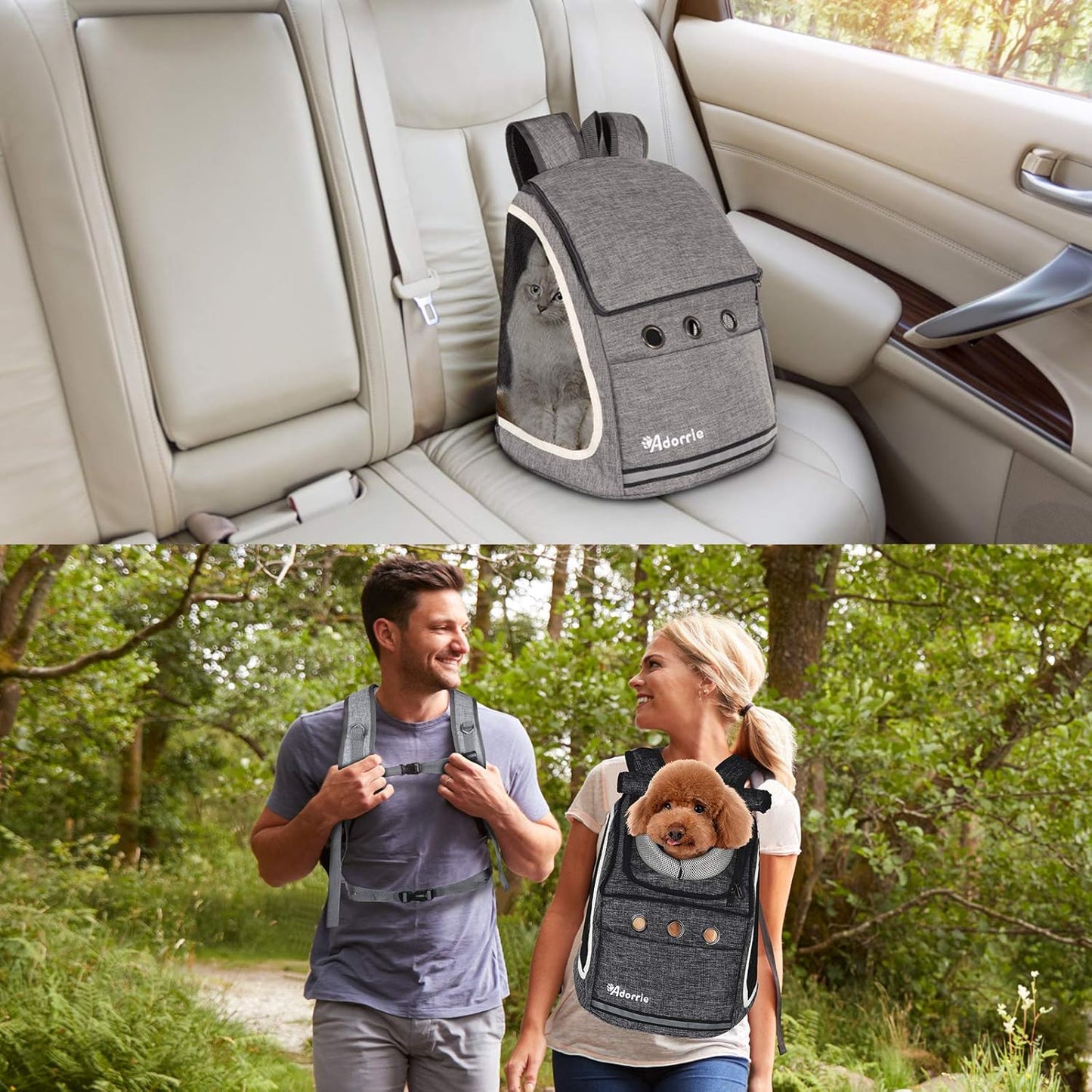 Multifunctional Pet Backpack Carrier for Small Dogs and Cats - Perfect for Hiking, Walking, and Traveling (Black)
