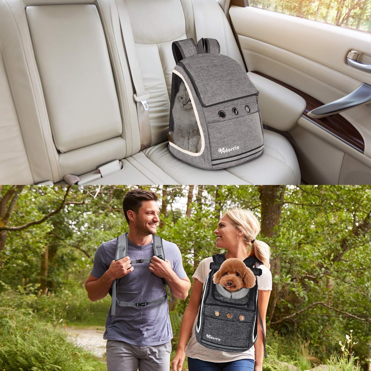 Multifunctional Pet Backpack Carrier for Small Dogs and Cats - Perfect for Hiking, Walking, and Traveling (Black)