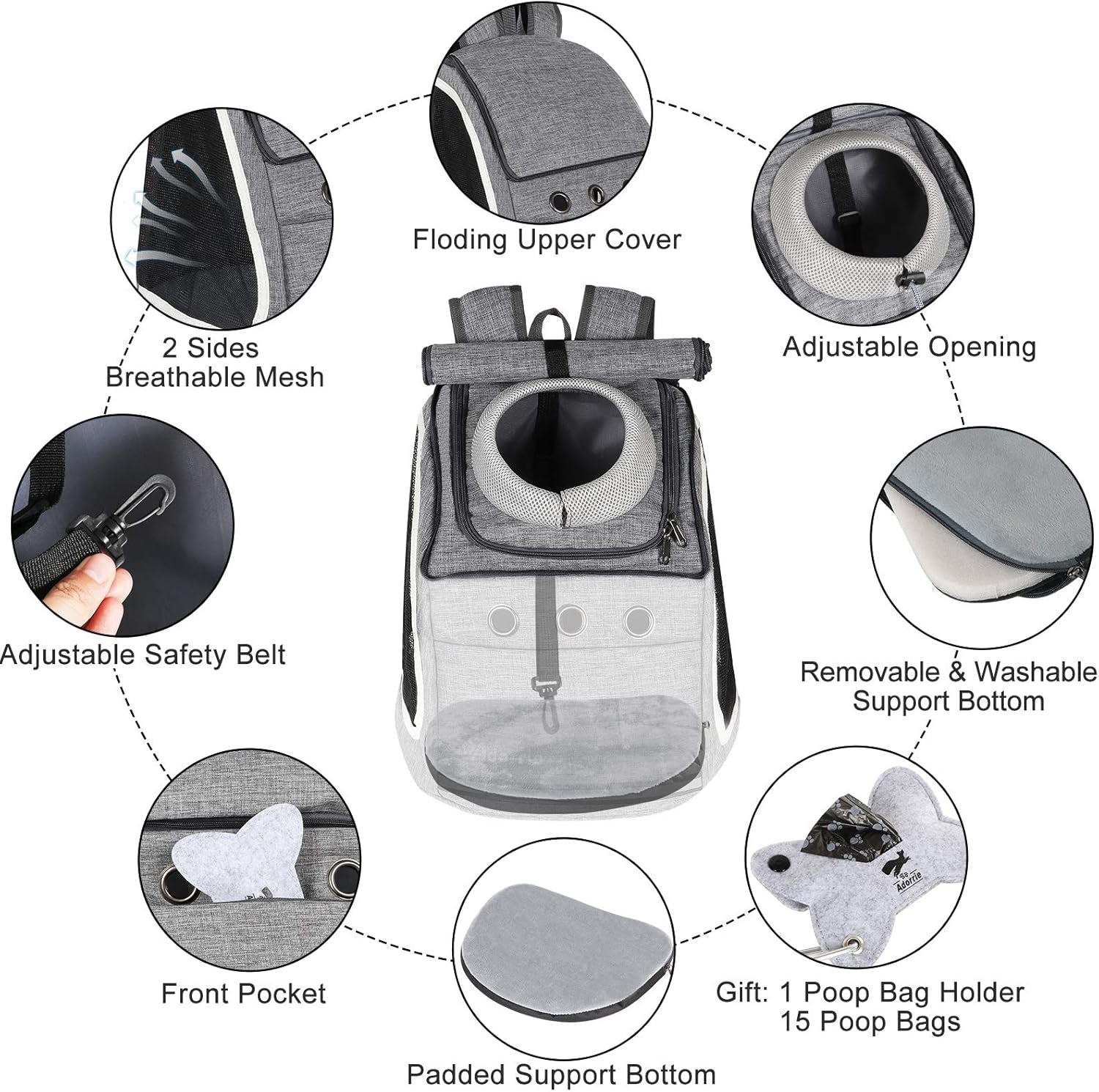 Multifunctional Pet Backpack Carrier for Small Dogs and Cats - Perfect for Hiking, Walking, and Traveling (Black)