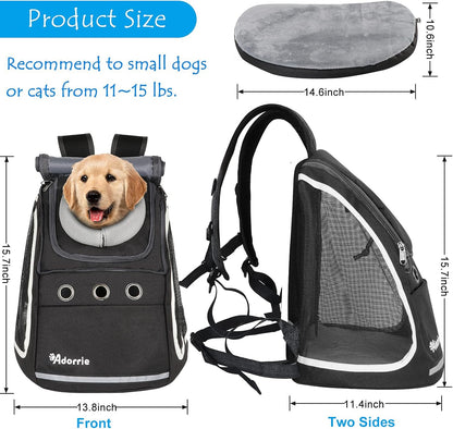 Multifunctional Pet Backpack Carrier for Small Dogs and Cats - Perfect for Hiking, Walking, and Traveling (Black)