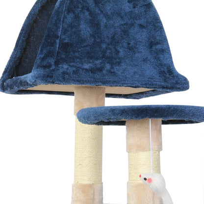 51-Inch Multi-Level Cat Tree with Sisal Scratching Posts - Cozy Flannelette Pet Condo for Cats and Kittens in Blue