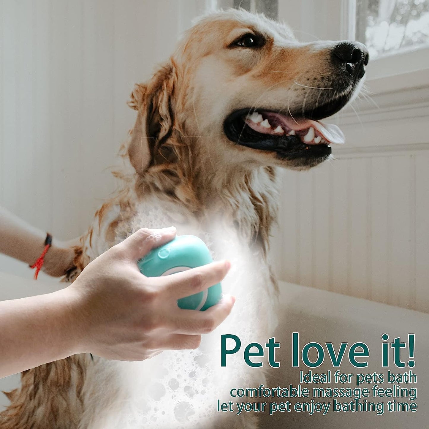Ultimate Dog Bath Brush & Pet Massage Shampoo Dispenser - Soft Silicone Rubber Bristles for Grooming Dogs and Cats