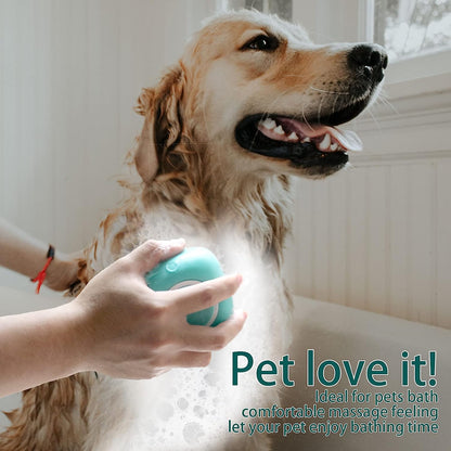 Ultimate Dog Bath Brush & Pet Massage Shampoo Dispenser - Soft Silicone Rubber Bristles for Grooming Dogs and Cats