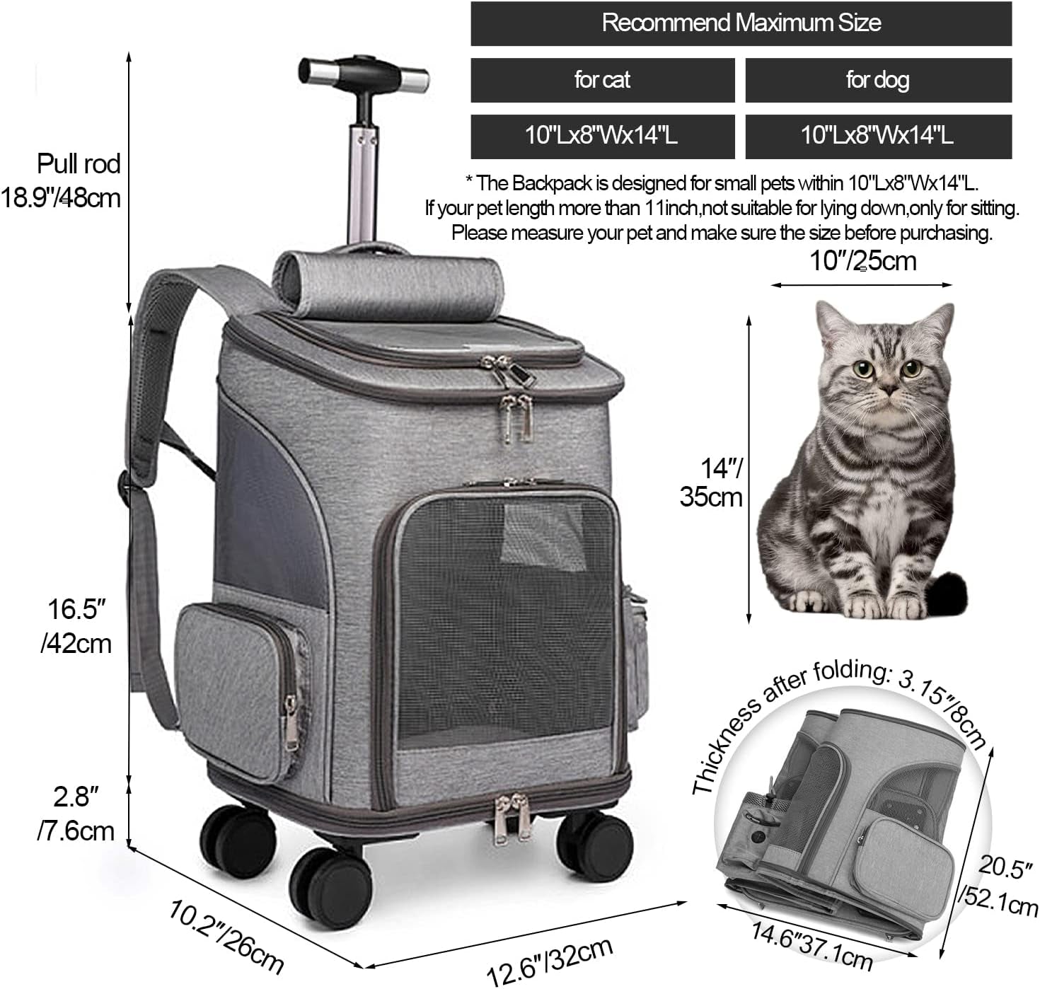 Airline Approved Pet Carrier Backpack with Wheels - Spacious, Durable, and Breathable Design for Hassle-Free Travel!