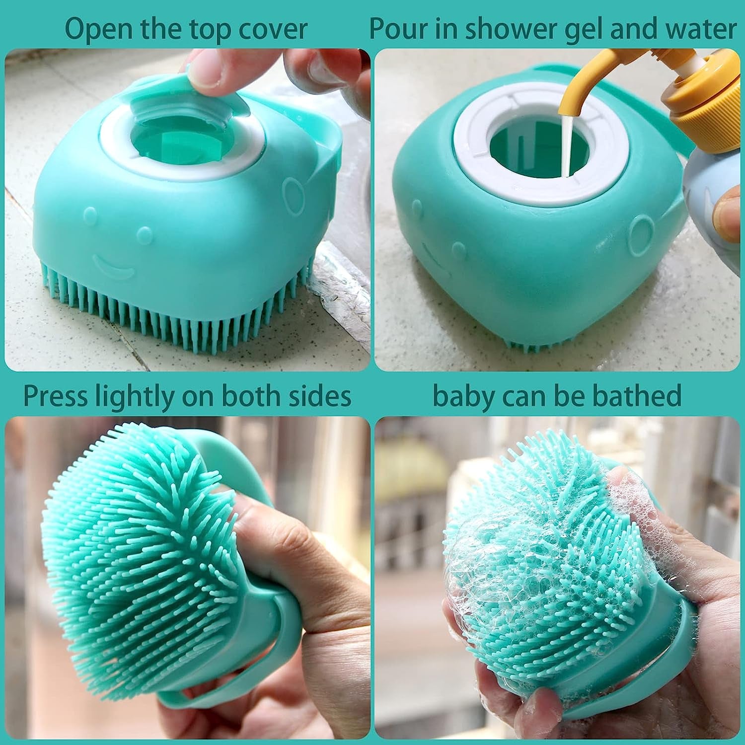 Ultimate Dog Bath Brush & Pet Massage Shampoo Dispenser - Soft Silicone Rubber Bristles for Grooming Dogs and Cats