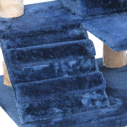 51-Inch Multi-Level Cat Tree with Sisal Scratching Posts - Cozy Flannelette Pet Condo for Cats and Kittens in Blue