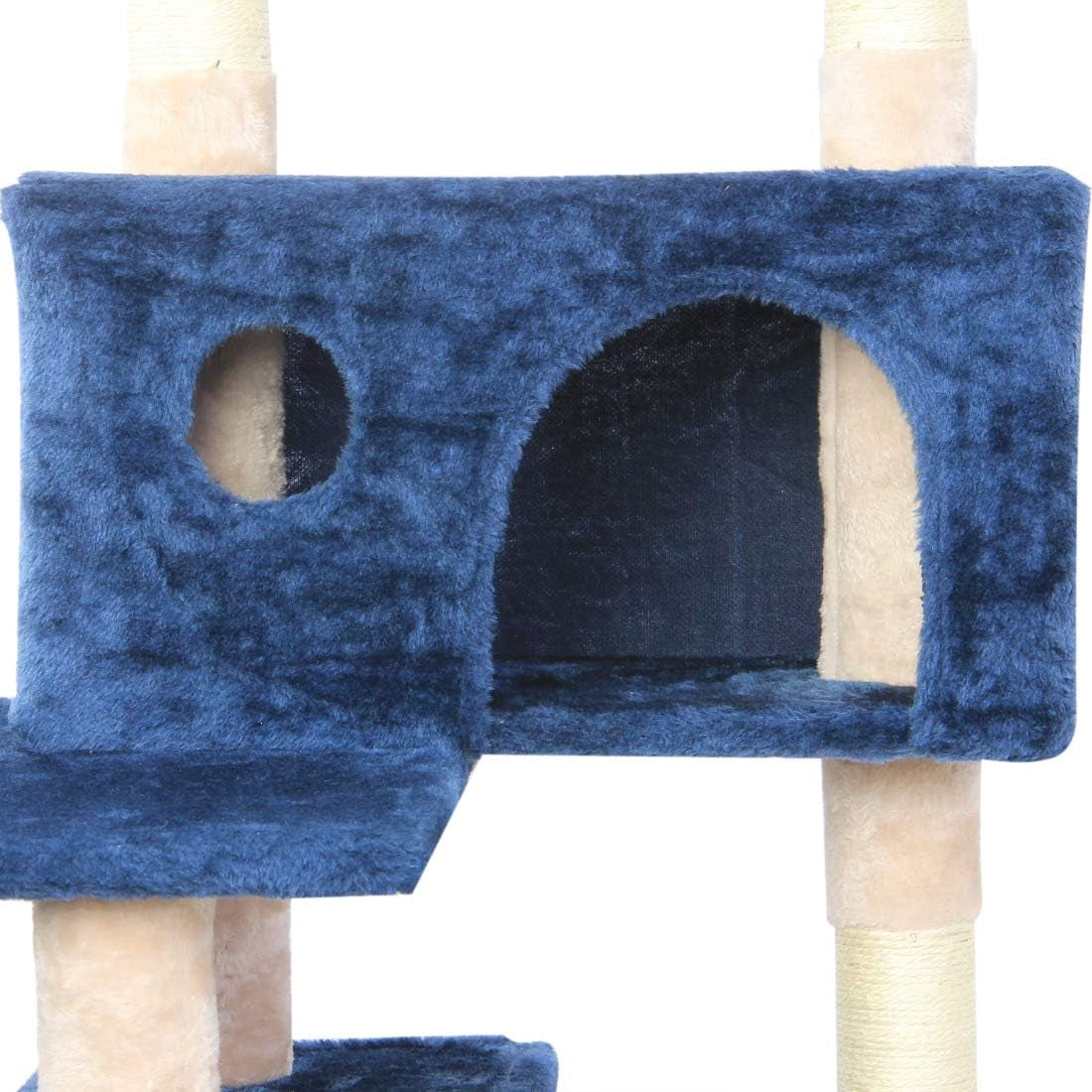 51-Inch Multi-Level Cat Tree with Sisal Scratching Posts - Cozy Flannelette Pet Condo for Cats and Kittens in Blue
