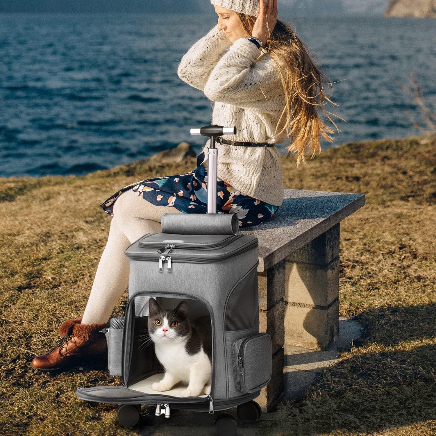 Airline Approved Pet Carrier Backpack with Wheels - Spacious, Durable, and Breathable Design for Hassle-Free Travel!