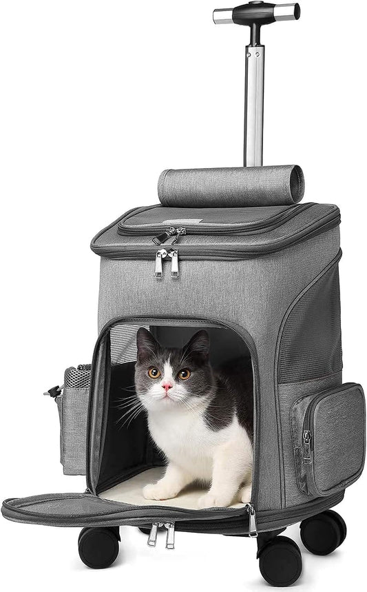 Airline Approved Pet Carrier Backpack with Wheels - Spacious, Durable, and Breathable Design for Hassle-Free Travel!