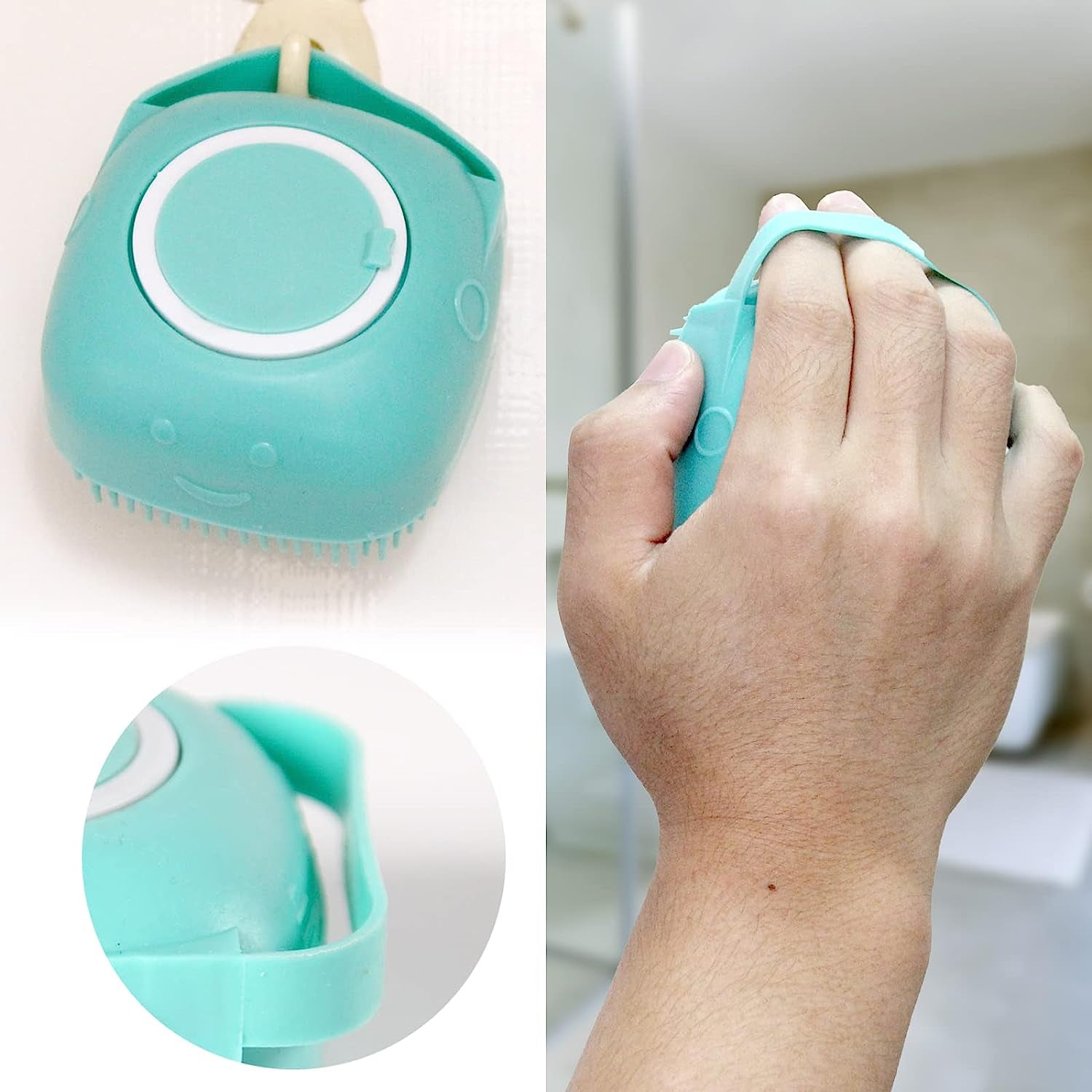 Ultimate Dog Bath Brush & Pet Massage Shampoo Dispenser - Soft Silicone Rubber Bristles for Grooming Dogs and Cats