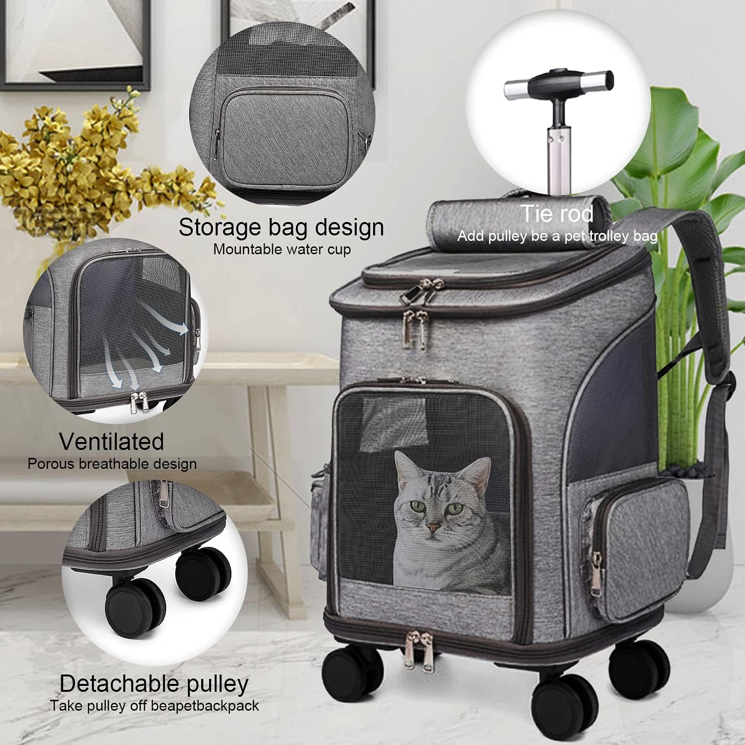 Airline Approved Pet Carrier Backpack with Wheels - Spacious, Durable, and Breathable Design for Hassle-Free Travel!